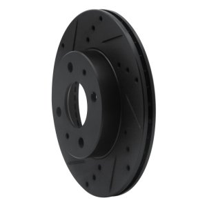 Nissan 200SX Brake Rotor (1) - Front Left - R1 Concepts - Drilled & Slotted - Black - `95-`00